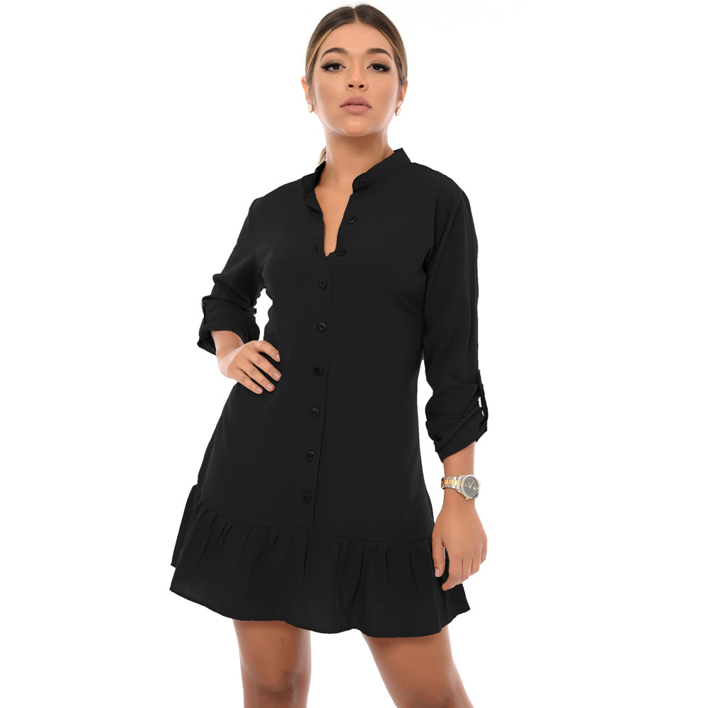 Vestido Chemise Botões M/C BBonnie Rebeca Marrom
