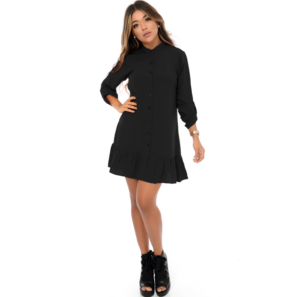 Vestido Chemise Botões M/C BBonnie Rebeca Marrom