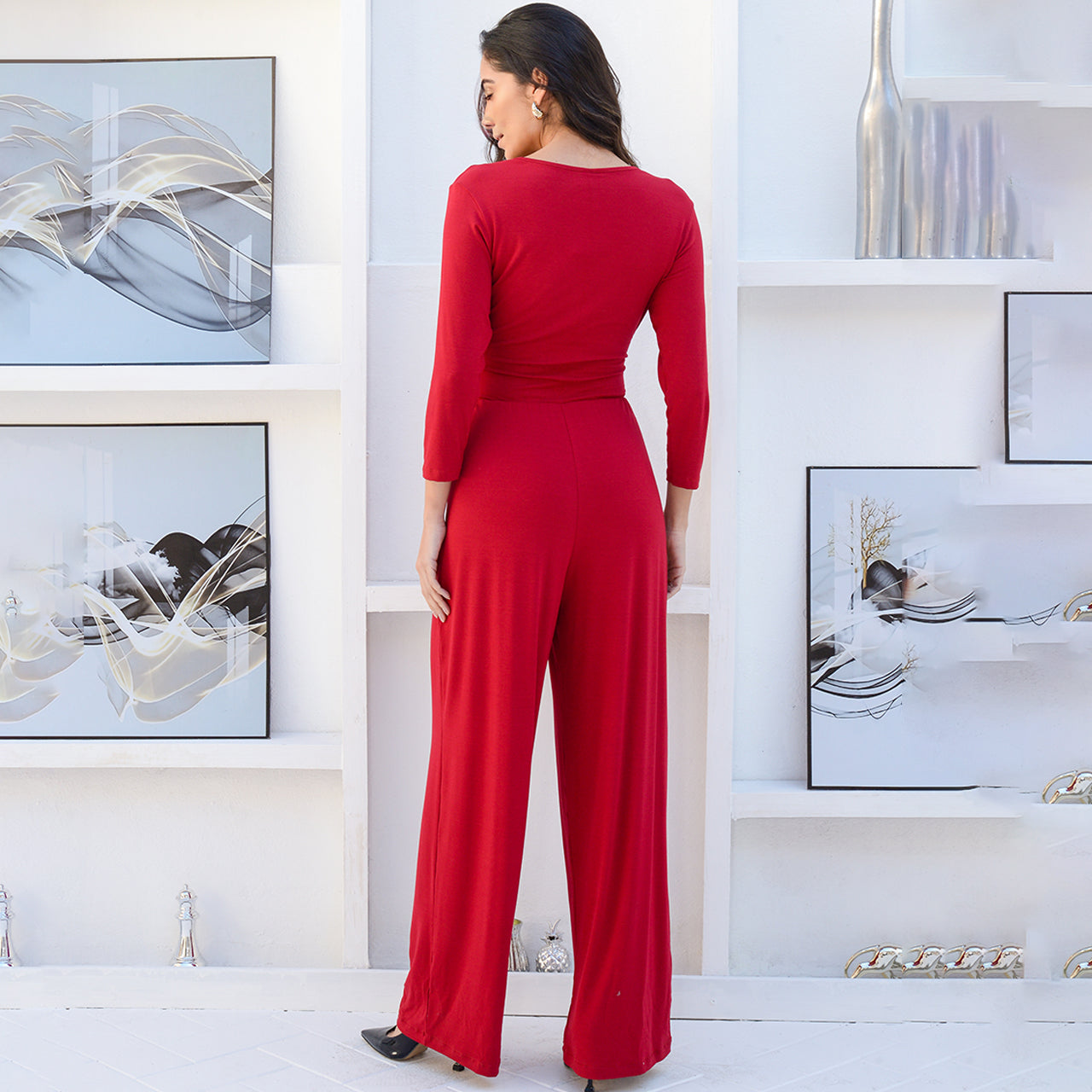 Macacão Pantalona Decote Transpassado BBonnie Florence Marrom