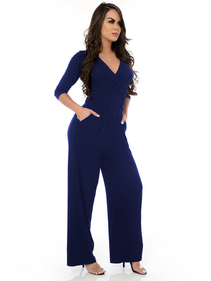 Macacão Pantalona Decote Transpassado BBonnie Florence Marrom