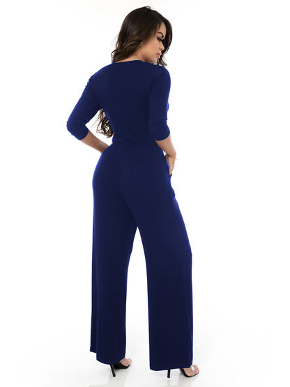 Macacão Pantalona Decote Transpassado BBonnie Florence Marrom