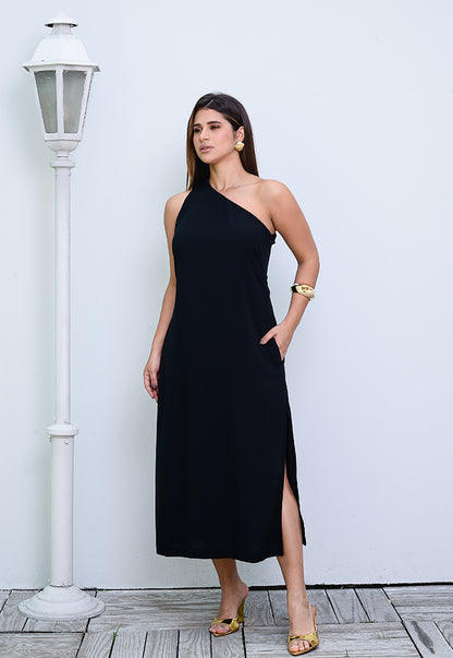 Vestido Midi Ombro Só BBonnie Leticia Preto