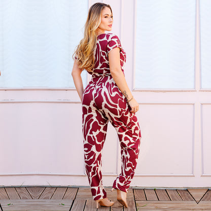 Macacão Longo M/C Decote Canoa  BBonnie Mel Estampados