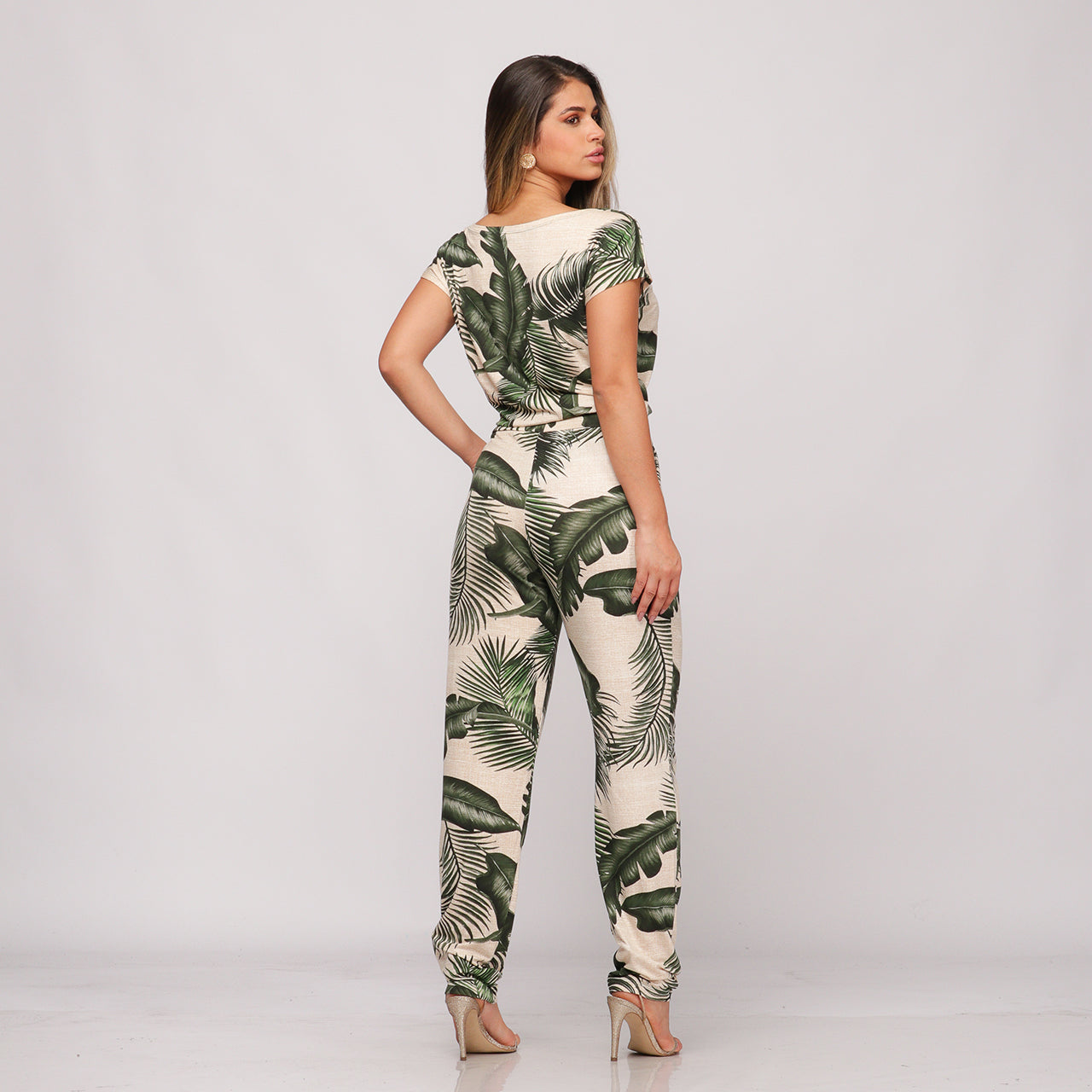 Macacão Longo M/C Decote Canoa  BBonnie Mel Estampados