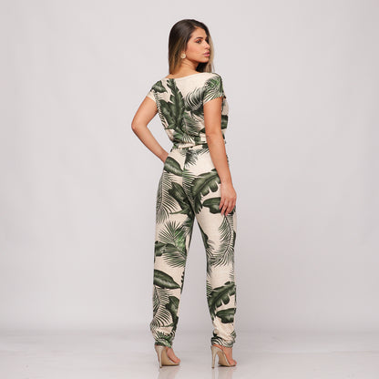 Macacão Longo M/C Decote Canoa  BBonnie Mel Estampados