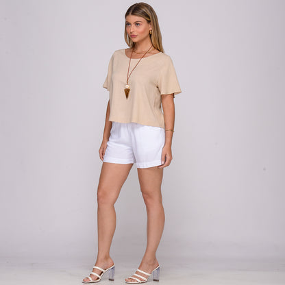 Blusa Viscose M/C BBonnie Leona Bege