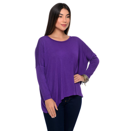 Blusa Quadrada M/L Decote Canoa BBonnie Helô Roxo