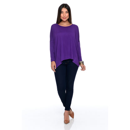 Blusa Quadrada M/L Decote Canoa BBonnie Helô Roxo