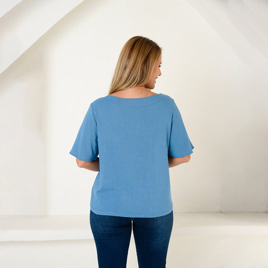 Blusa Viscose M/C BBonnie Leona Azul