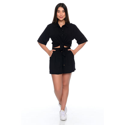 Conjunto de Camisa e Shorts Viscose BBonnie Madonna Preto