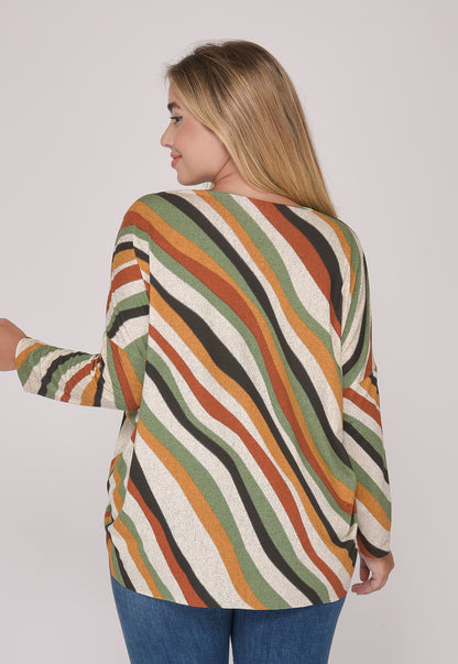 Blusa Quadrada M/L Decote Canoa BBonnie Helô Verde Bandeira