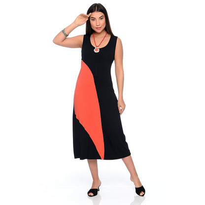 Vestido Midi Alça Larga Regata com Recorte  BBonnie Lady