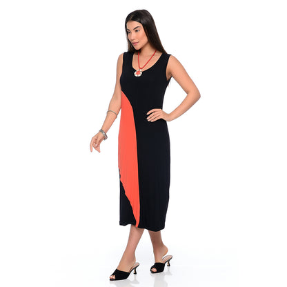 Vestido Midi Alça Larga Regata com Recorte  BBonnie Lady