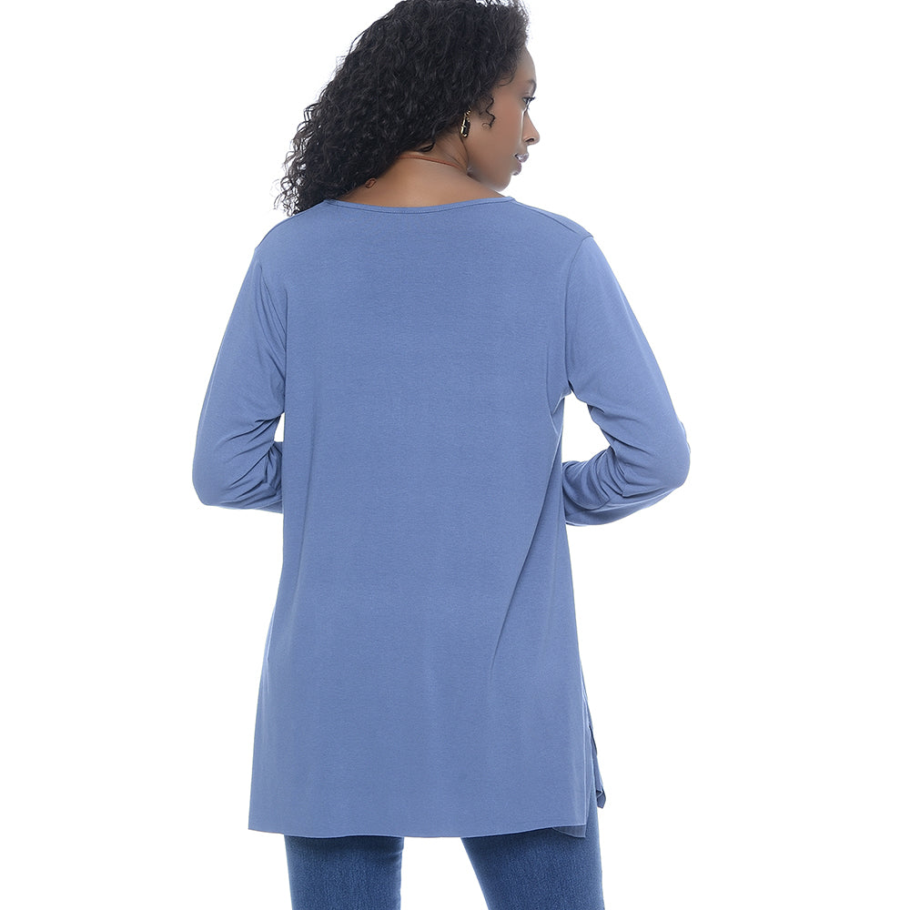 Blusa M/L Assimétrica BBonnie Ludy Azul Jeans