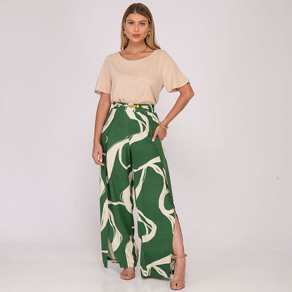 Calça Pantalona com Fenda na Frente BBonnie Paola