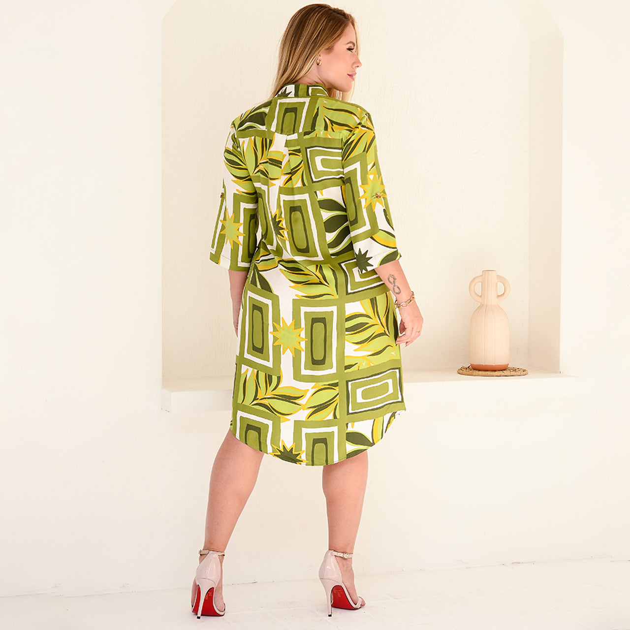 Vestido Chemise Botões M/C BBonnie Vitória Estampados