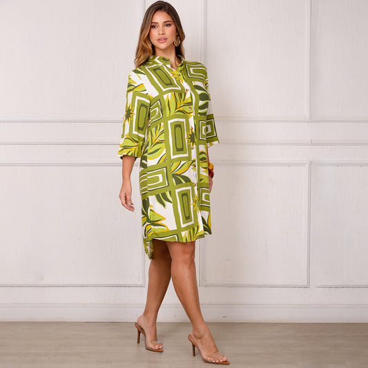 Vestido Chemise Botões M/C BBonnie Vitória Estampados