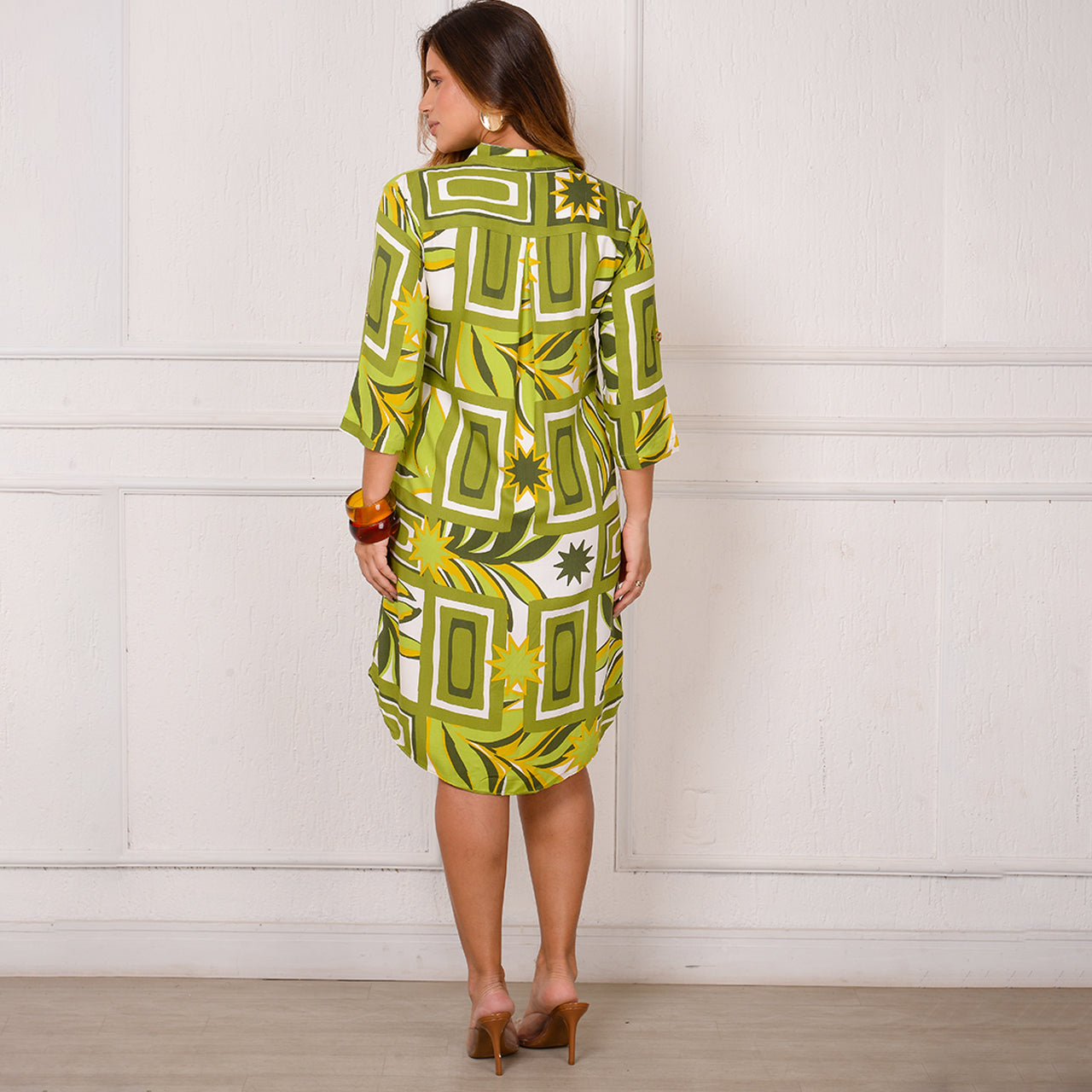 Vestido Chemise Botões M/C BBonnie Vitória Estampados