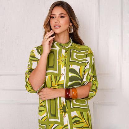 Vestido Chemise Botões M/C BBonnie Vitória Estampados