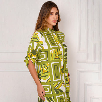 Vestido Chemise Botões M/C BBonnie Vitória Estampados