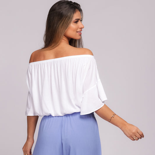 Cropped Ciganinha com Amarração na Frente BBonnie Amora Branco