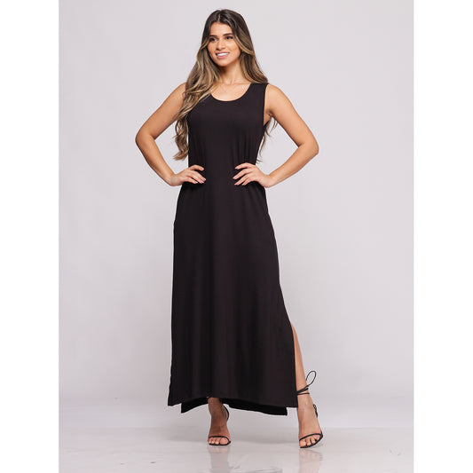 Vestido com Fendas Laterais  BBonnie Catarina Preto