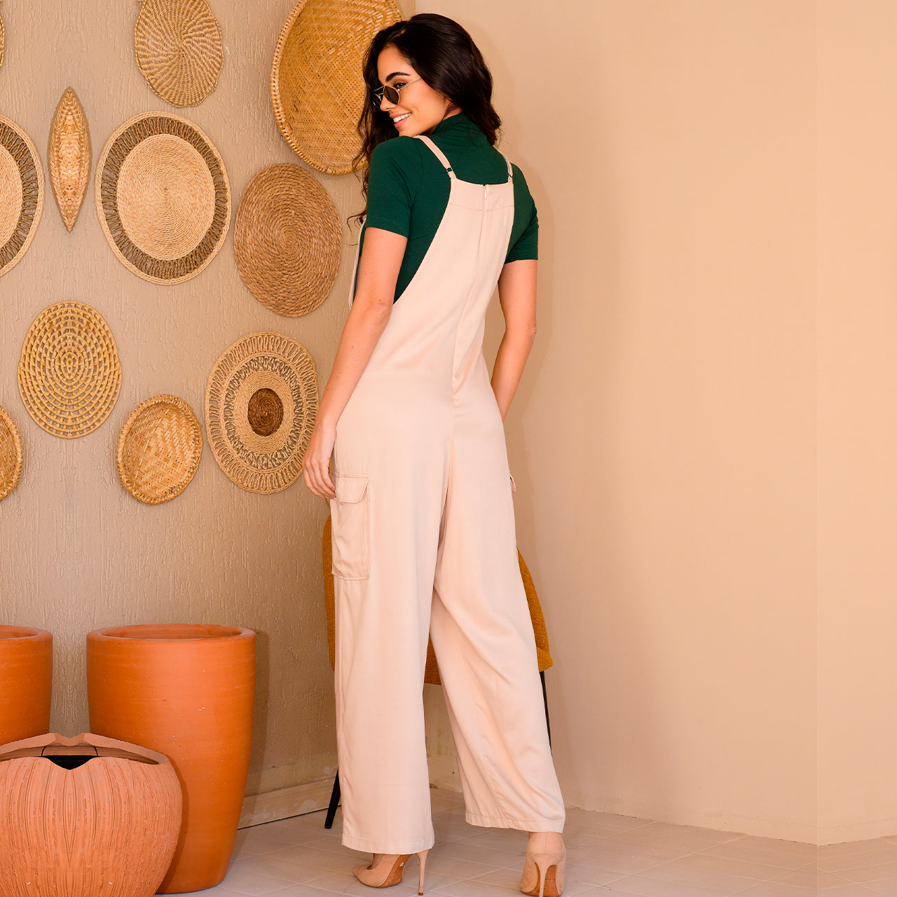 Jardineira de Viscose com Bolsos BBonnie Liz