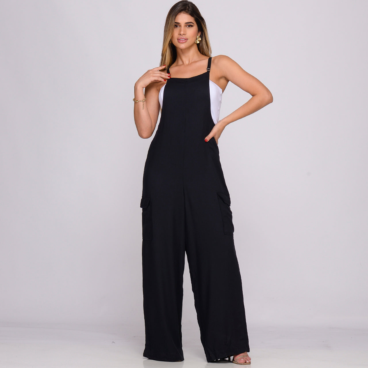 Jardineira de Viscose com Bolsos BBonnie Liz