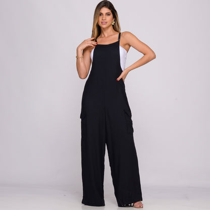 Jardineira de Viscose com Bolsos BBonnie Liz