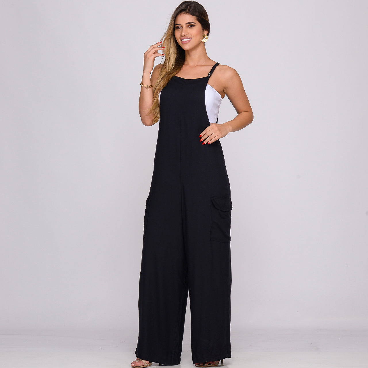 Jardineira de Viscose com Bolsos BBonnie Liz