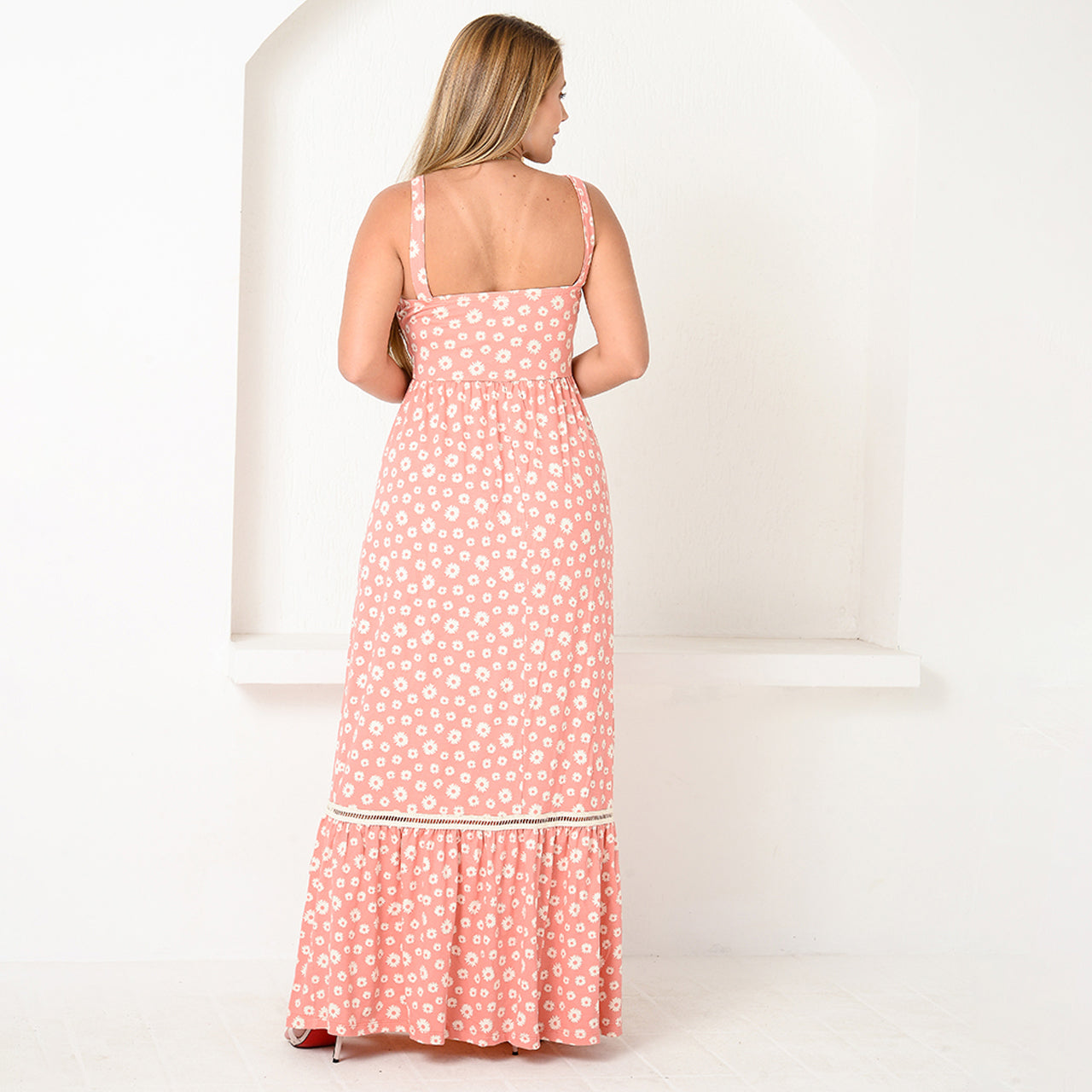 Vestido Longo Alça Barra Guipir com Bojo  BBonnie Sarah Estampados