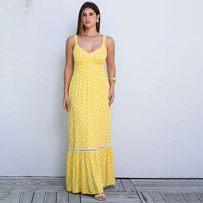 Vestido Longo Alça Barra Guipir com Bojo  BBonnie Sarah Estampados