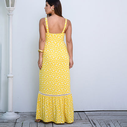 Vestido Longo Alça Barra Guipir com Bojo  BBonnie Sarah Estampados