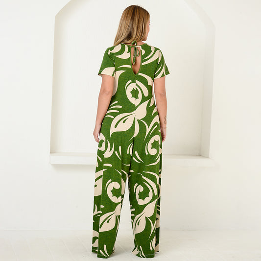 Macacão Pantalona M/C Bolsos BBonnie Esther Estampados