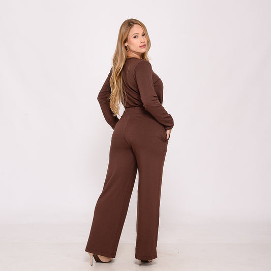 Conjunto Calça e Blusa de Moletinho BBonnie Milena Marrom