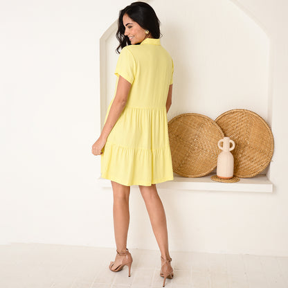 Vestido Chemise M/C Barra Babado Botões  BBonnie Ohana