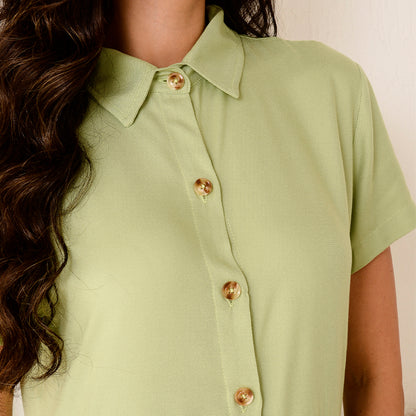 Vestido Chemise M/C Barra Babado Botões  BBonnie Ohana