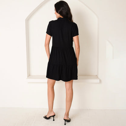 Vestido Chemise M/C Barra Babado Botões  BBonnie Ohana