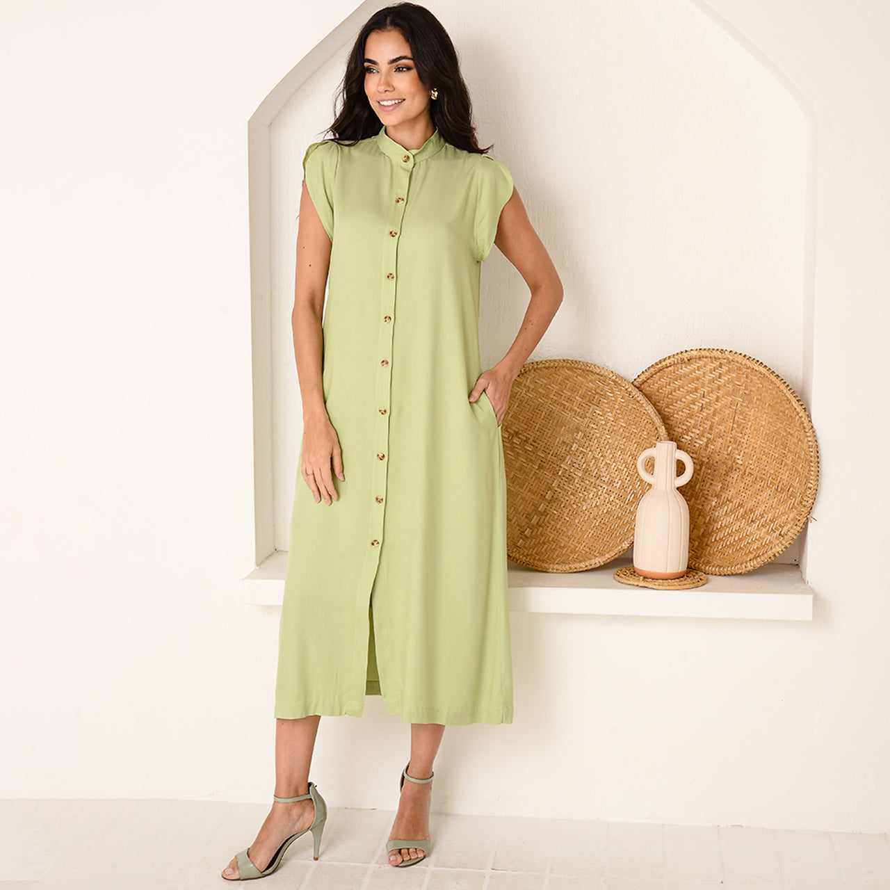 Vestido Chemise Midi Botões M/C  BBonnie Sienna B'Bonnie