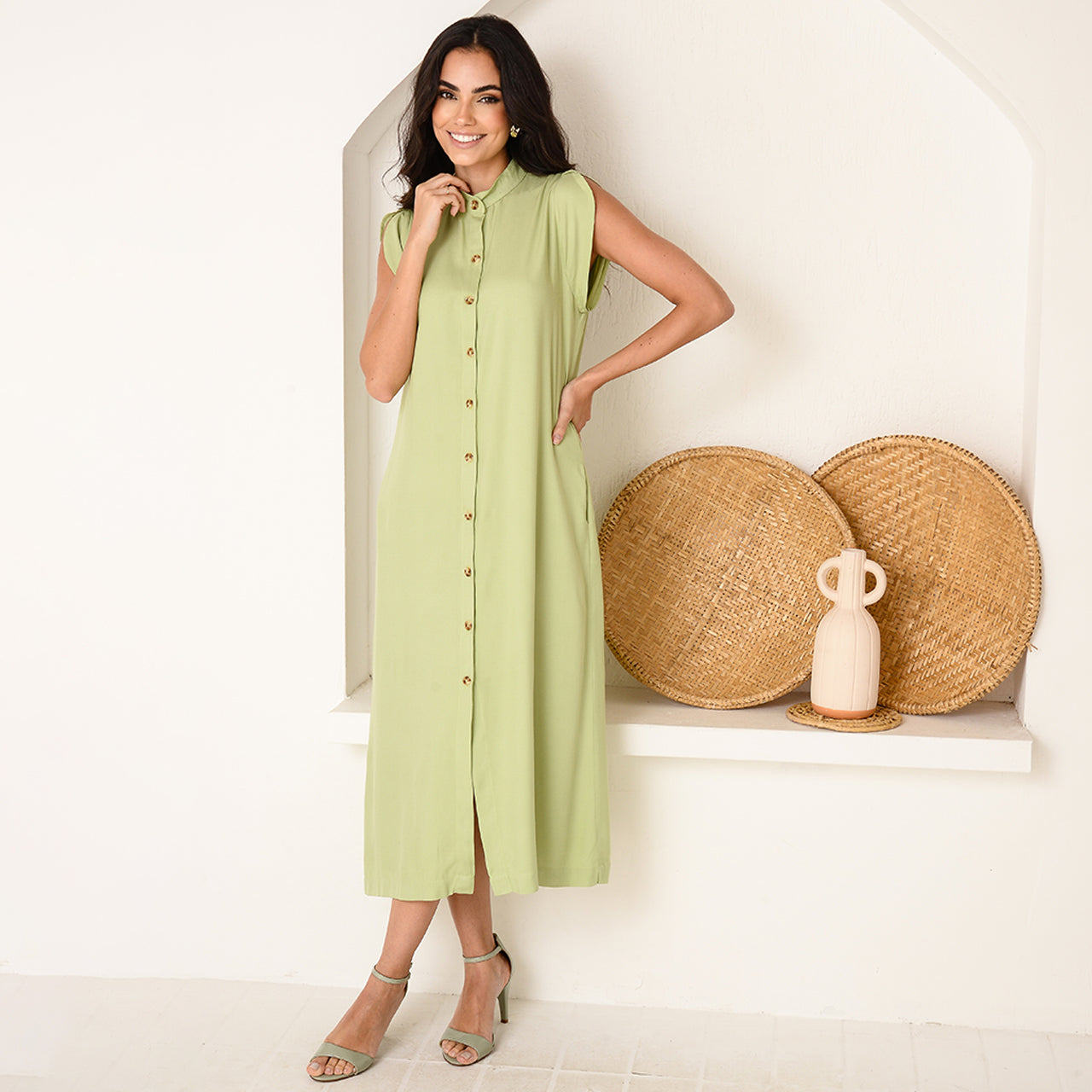 Vestido Chemise Midi Botões M/C  BBonnie Sienna B'Bonnie