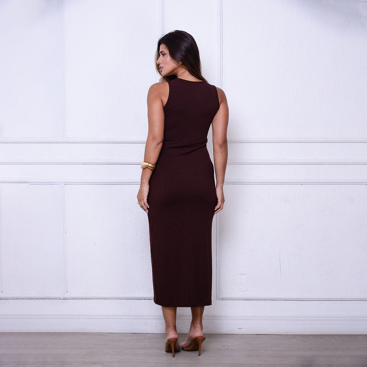 Vestido Joice BBonnie – Midi Canelado em Ribana