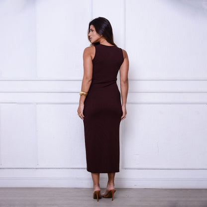 Vestido Joice BBonnie – Midi Canelado em Ribana