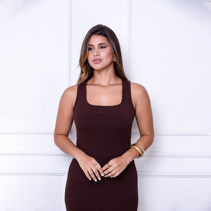 Vestido Joice BBonnie – Midi Canelado em Ribana