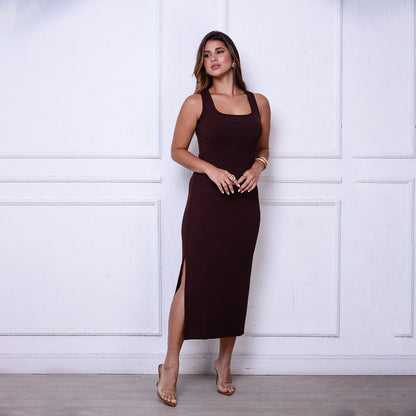 Vestido Joice BBonnie – Midi Canelado em Ribana
