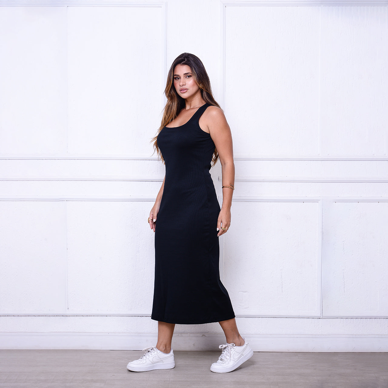 Vestido Joice BBonnie – Midi Canelado em Ribana