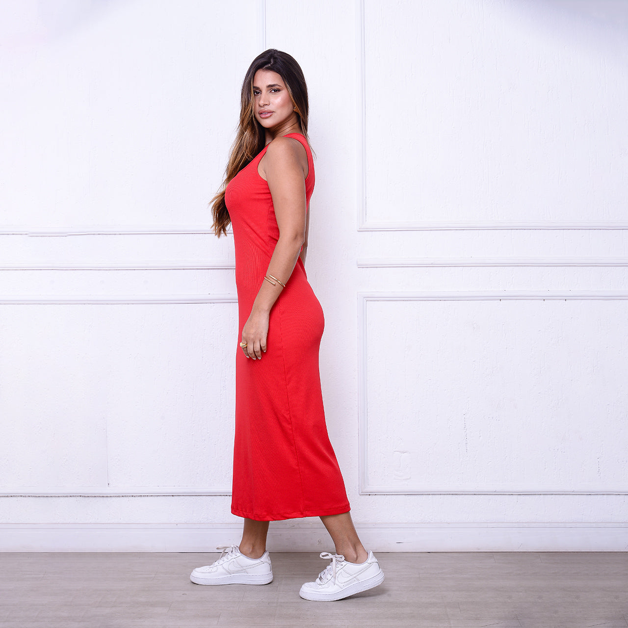 Vestido Joice BBonnie – Midi Canelado em Ribana