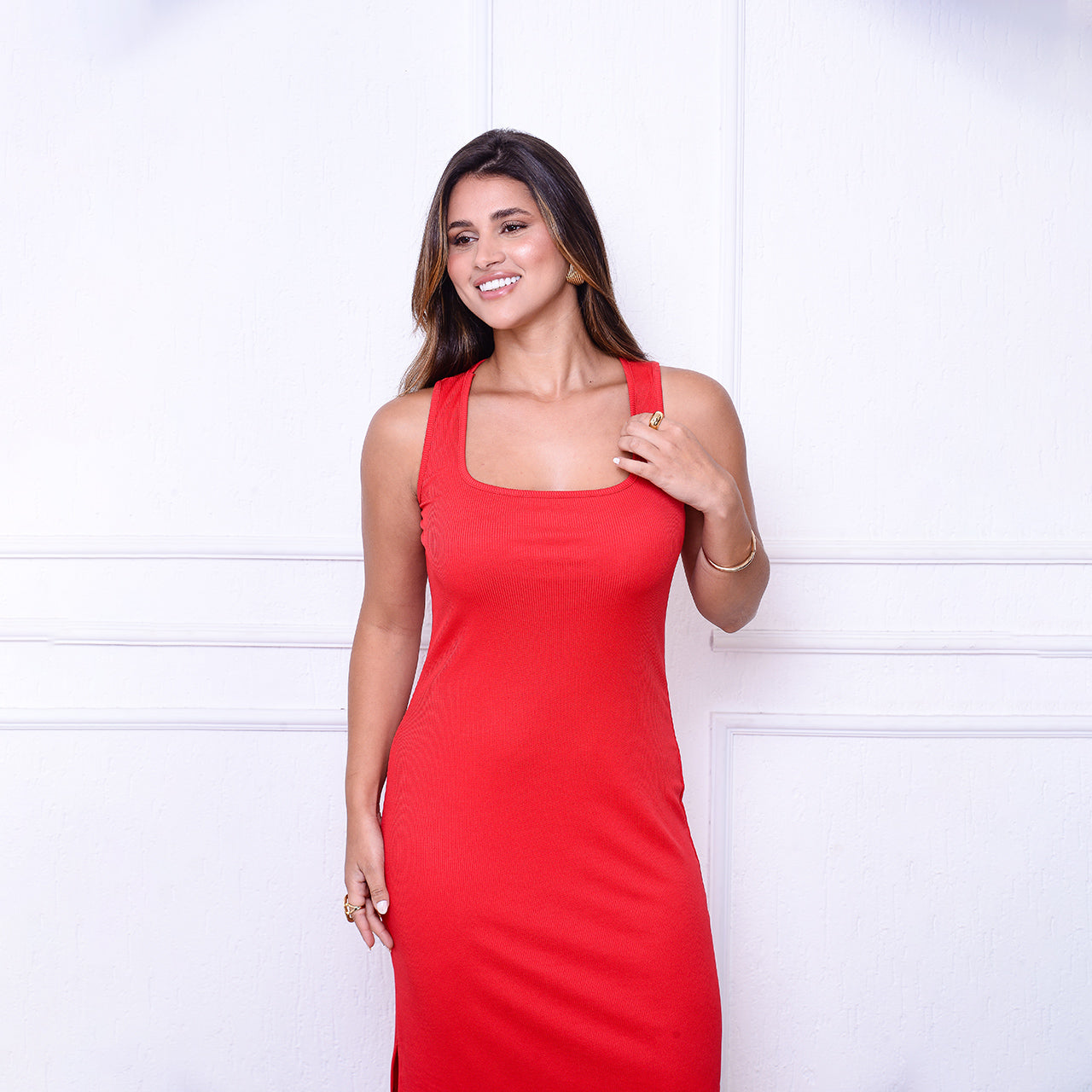 Vestido Joice BBonnie – Midi Canelado em Ribana