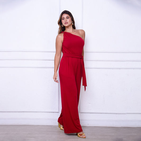 Macacão Pantalona Taynara BBonnie – Um Ombro Só em Viscolycra