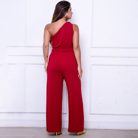 Macacão Pantalona Taynara BBonnie – Um Ombro Só em Viscolycra