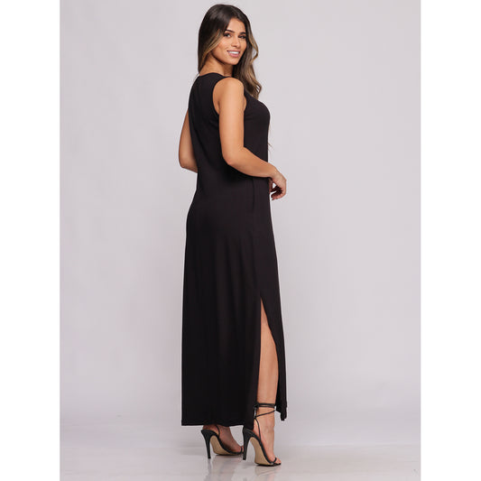 Vestido com Fendas Laterais  BBonnie Catarina Preto